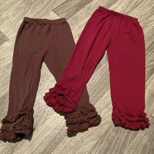 2 prs of girls boutique ruffle bottom pants Sz xl 6